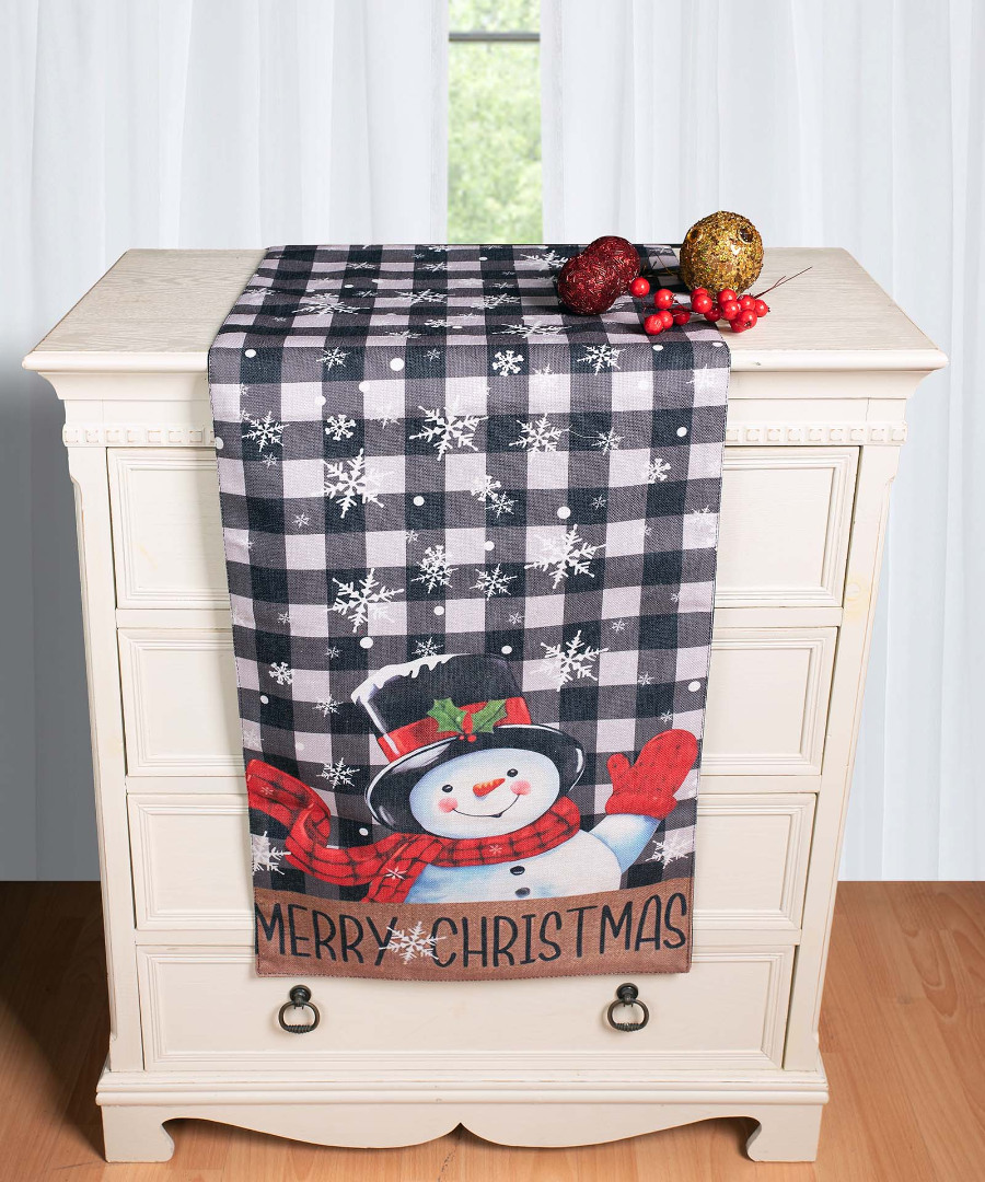 traversaks2025-3 Χριστουγεννιάτικη Τραβέρσα με στάμπα (45cm x 170cm) ks2025-3 SilkFashion - Image 1