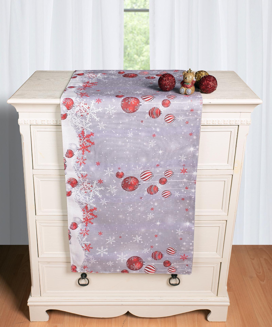 traversaks2025-5 Χριστουγεννιάτικη Τραβέρσα με στάμπα (45cm x 170cm) ks2025-5 SilkFashion - Image 1