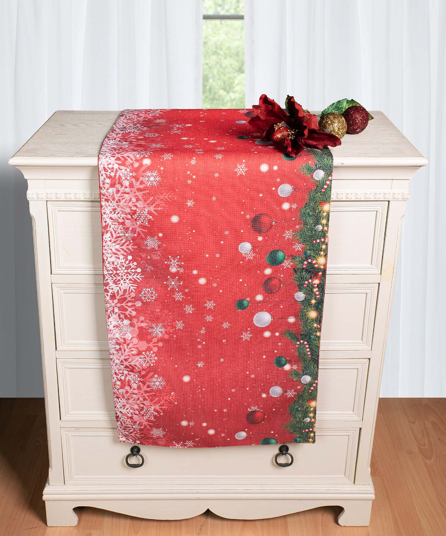 traversaks2025-6 Χριστουγεννιάτικη Τραβέρσα με στάμπα (45cm x 170cm) ks2025-6 SilkFashion - Image 1