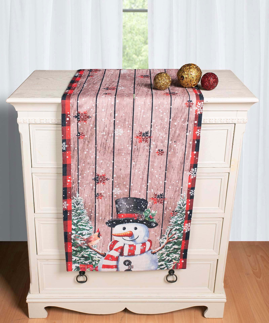 traversaks2025-7 Χριστουγεννιάτικη Τραβέρσα με στάμπα (45cm x 170cm) ks2025-7 SilkFashion - Image 1