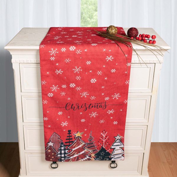 Χριστουγεννιάτικη Τραβέρσα με στάμπα (45cm x 170cm) ks2025-9 SilkFashion