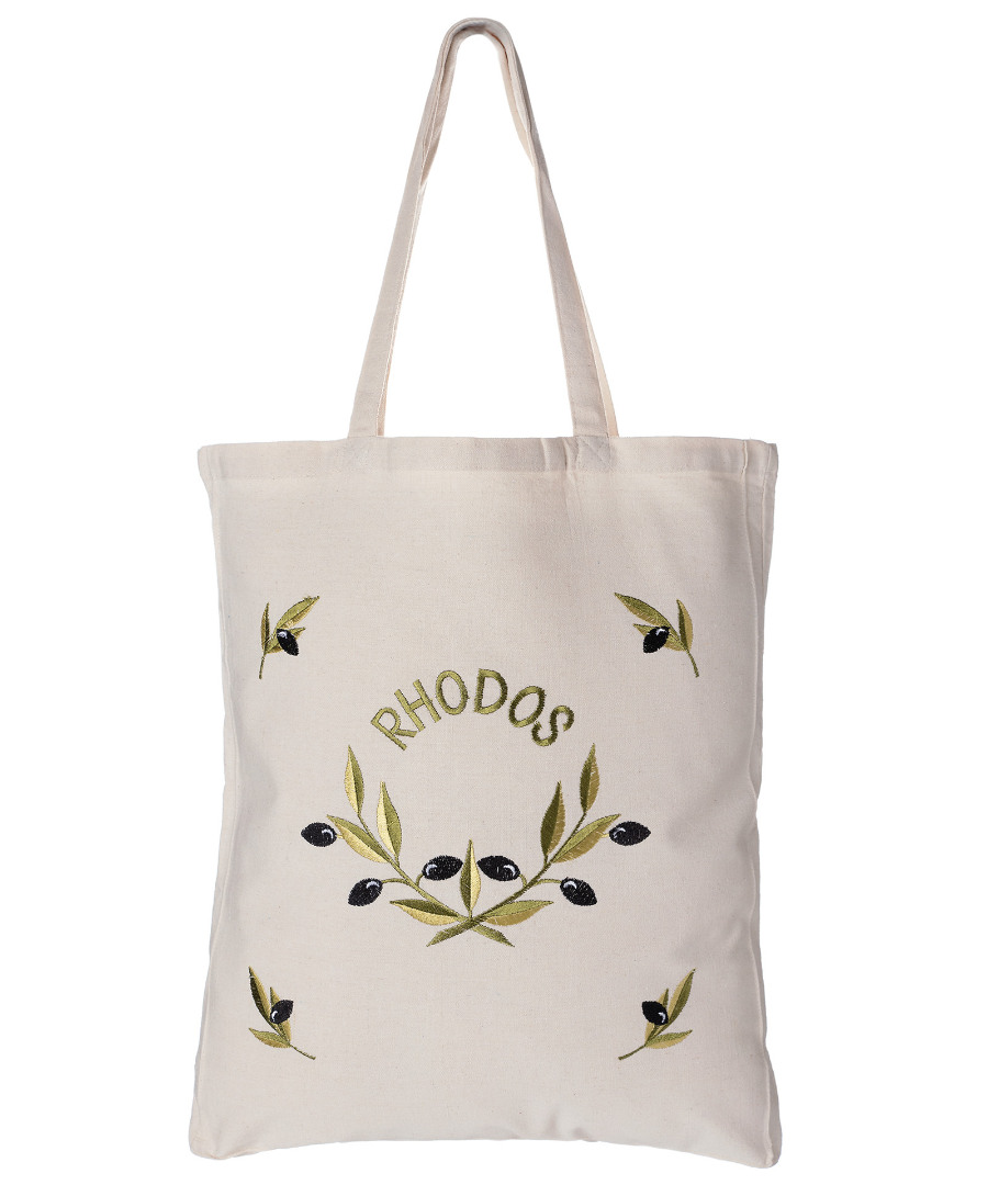 tsantaeliarodos Τσάντα με κέντημα ελιά (45cm x 38cm) RHODES SilkFashion - Image 1