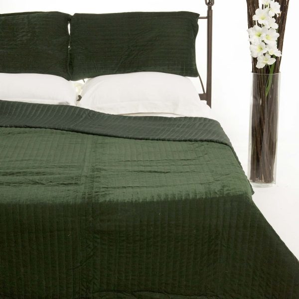 ΚΟΥΒΕΡΛΙ σετ (220cm x 240cm + 2 x 50cm x 70cm  VELVET πράσινο SilkFashion