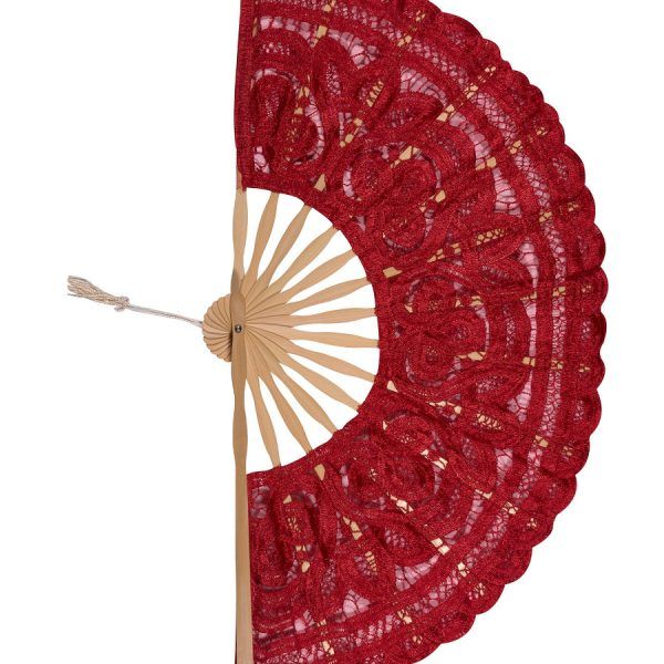 Χειροποίητη βεντάλια (22cm) κόκκινη SilkFashion