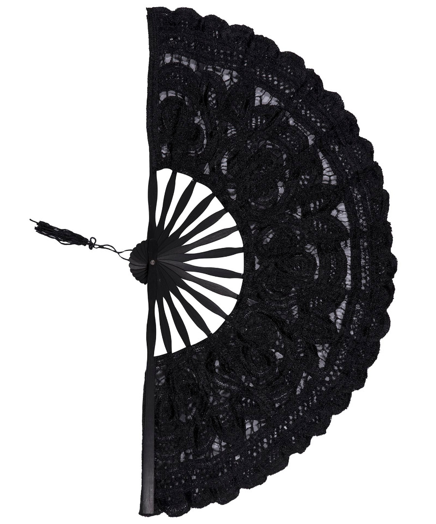 ventaliamavrh Χειροποίητη βεντάλια (22cm) μαύρη SilkFashion - Image 1