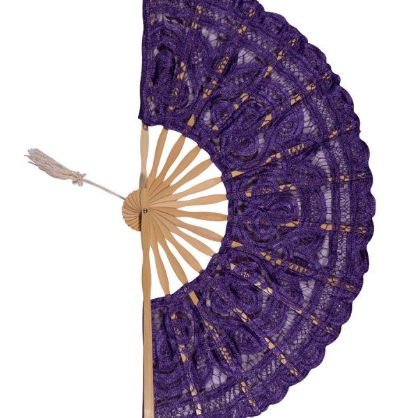 Χειροποίητη βεντάλια (22cm) μώβ SilkFashion