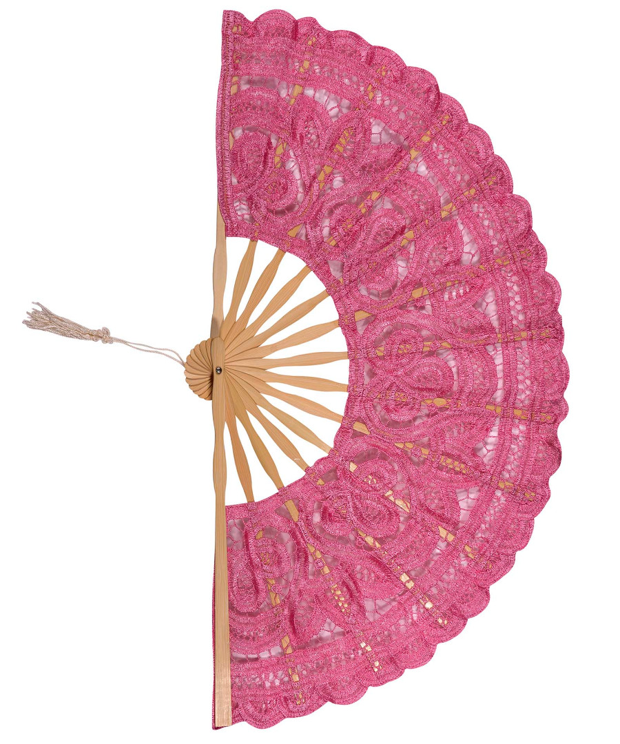 ventliaroz-1 Χειροποίητη βεντάλια (27cm) ρόζ SilkFashion - Image 1