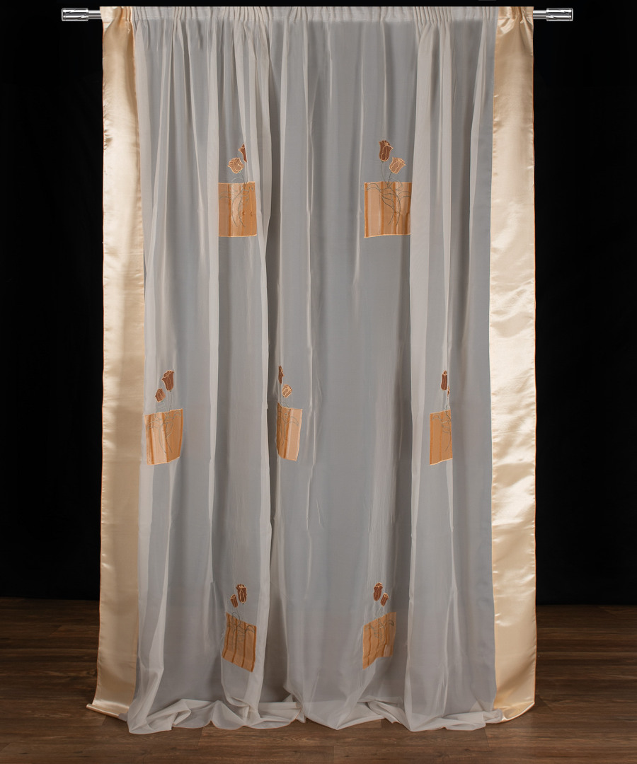 w52-5708 Κουρτίνα w52-5708 (300cm x 300cm) με τρέσα μπεζ SilkFashion - Image 1