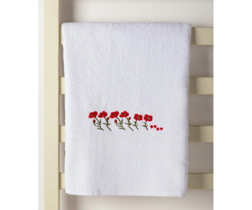 wkokkino-1000x834hwebp-1 Πετσέτα Προσώπου ( 50cm x 100cm ) Λευκό με Κόκκινο Λουλούδι SilkFashion - Image 1