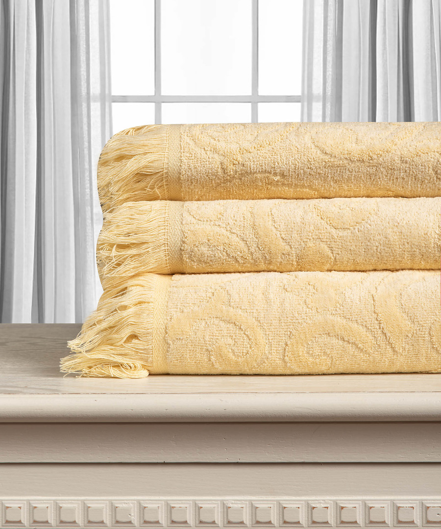 yellow-1 Βαμβακερή ζακάρ πετσέτα ALICIA 520gsm (50cm x 100cm) κίτρινο SilkFashion - Image 1