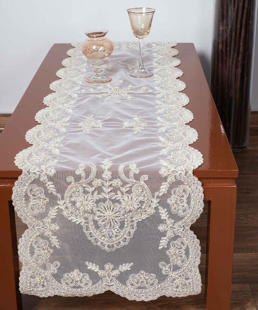 yl12a-176mpez1 τραβέρσα (40cm X 110cm) YL12A-176 μπέζ SilkFashion - Image 1