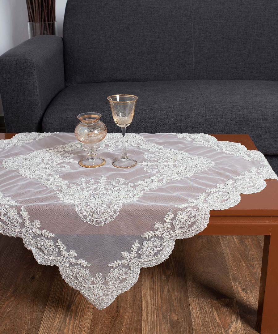 yl12a-176w-2 πετσετάκι (50cm X 50cm) YL12A-176 ivory SilkFashion - Image 1