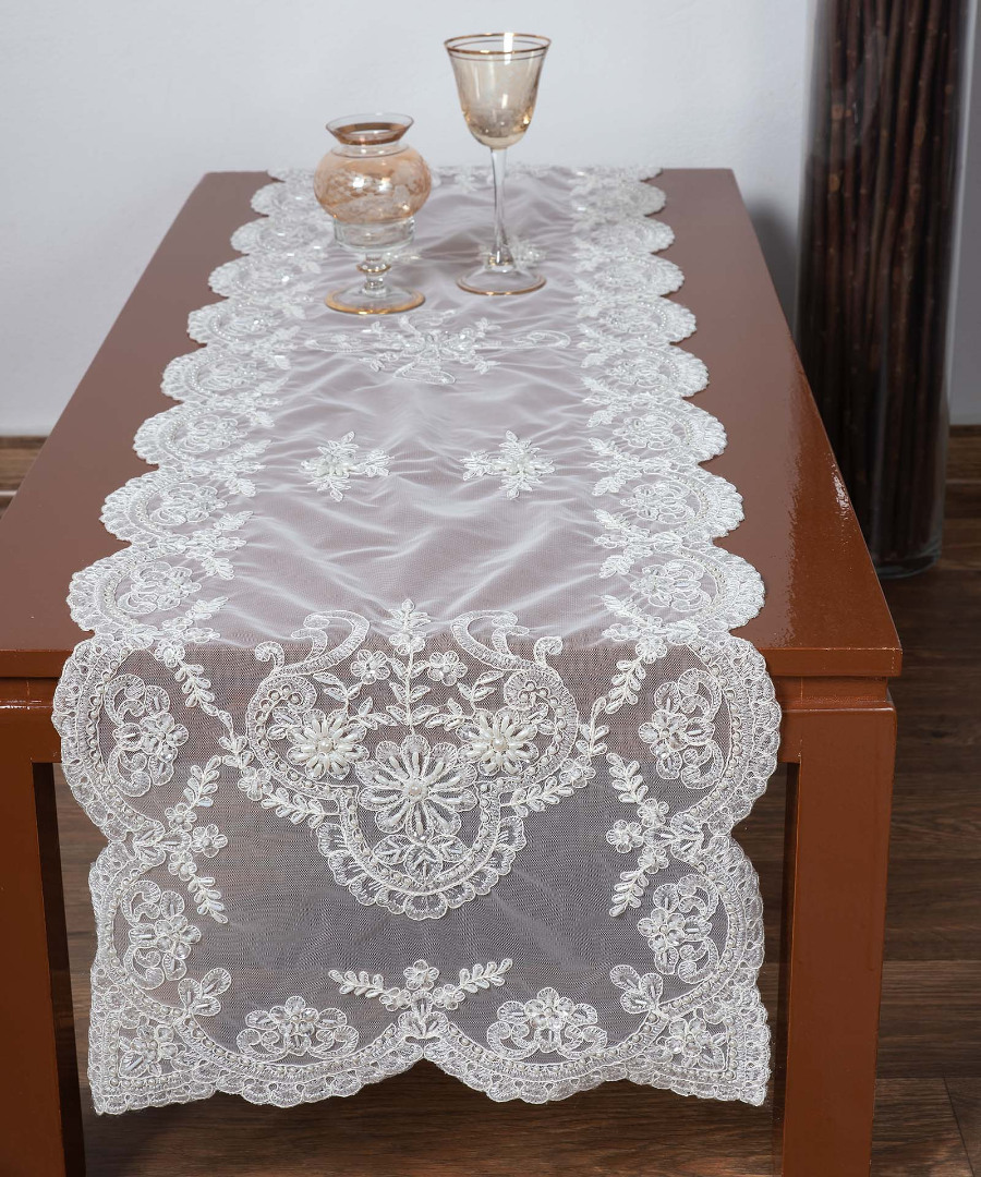 yl12a-176w1-1 τραβέρσα (45cm X 170cm) YL12A-176 ivory SilkFashion - Image 1