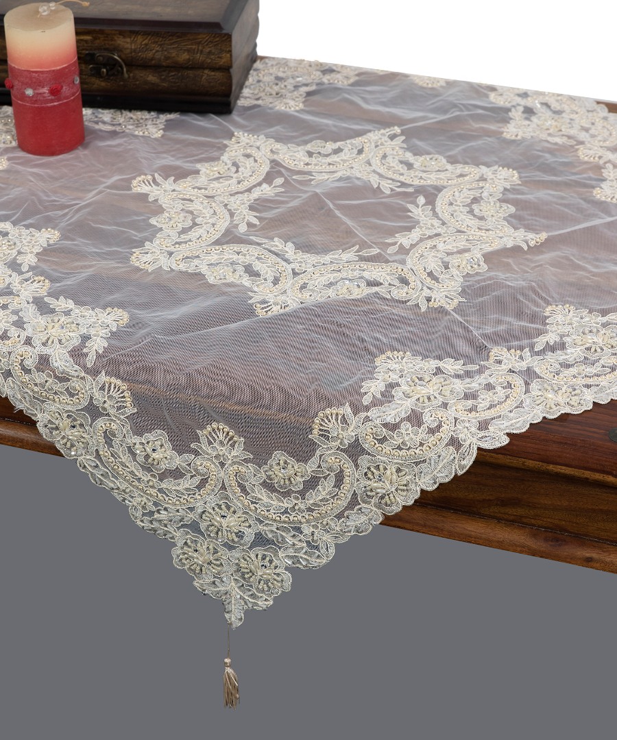 yl135128axryso-1 τραβέρσα (45cm X 170cm) YL135-128A λευκό SilkFashion - Image 1