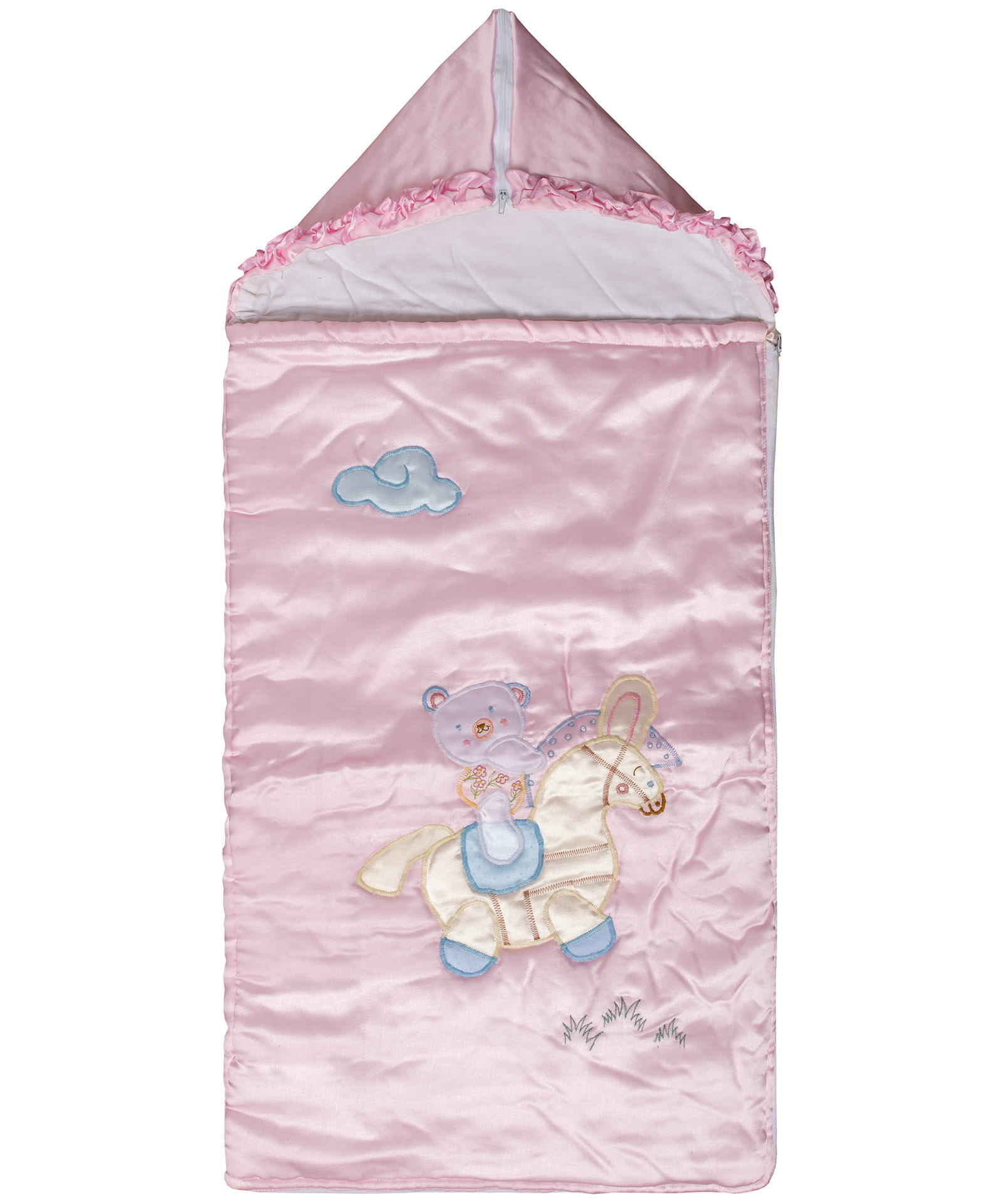 ypnosakosroz bebe υπνόσακος (90cm x 80cm) ροζ SilkFashion - Image 1