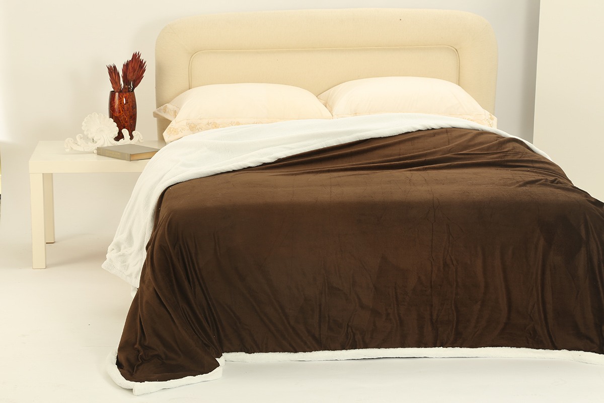 ΜΟΝΟ-SHAVED-COFFEE-1 κουβέρτα fleece με sherpa (170cm x 220cm) ξυρισμένο καφέ SilkFashion - Image 1