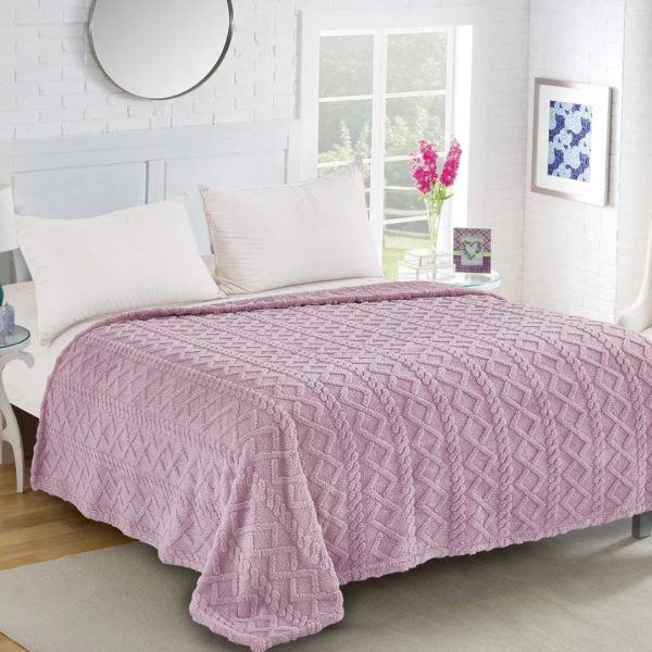 Fleece knitted (160cm x 220cm) λιλά SilkFashion