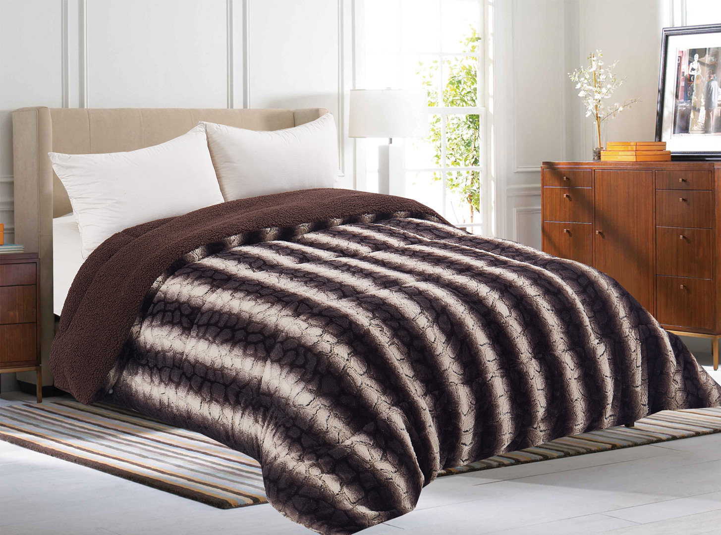 σκούρο-καφέ-1 Κουβερτοπάπλωμα animal (220cm x 240cm) σκούρο καφέ SilkFashion - Image 1