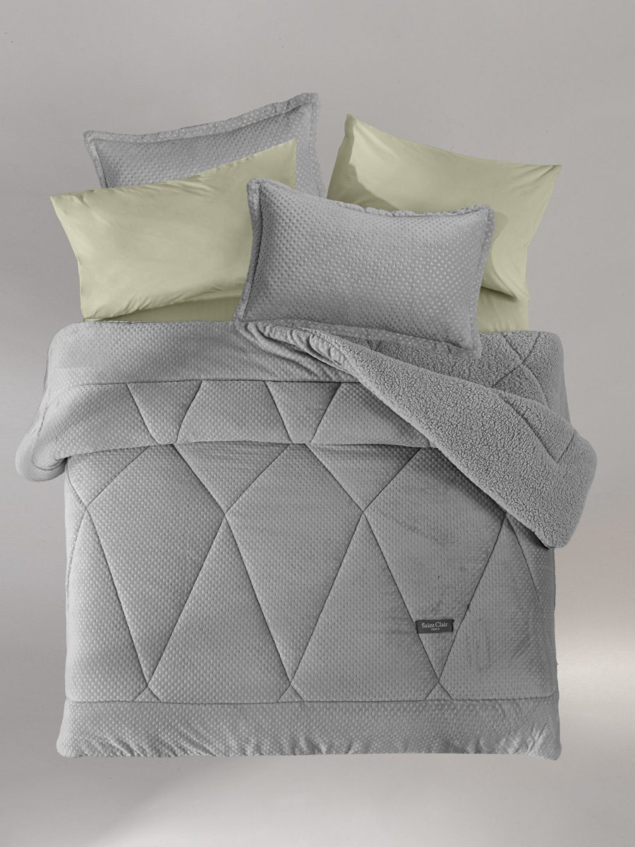 1711086225002 Κουβερτοπάπλωμα Ημίδιπλο 180×240 Saint Clair Serena Silver - Image 1