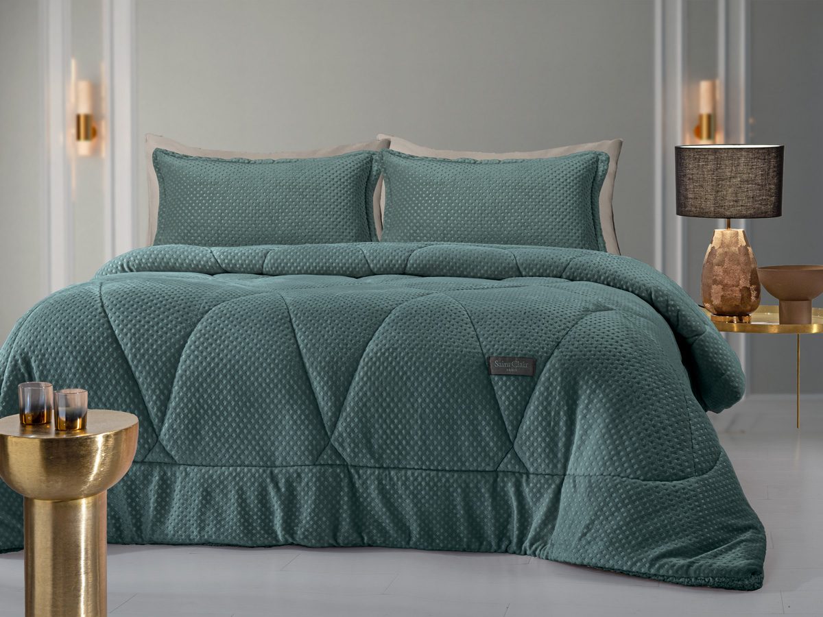 1711086225010 Κουβερτοπάπλωμα Υπέρδιπλο 220×240 Saint Clair Serena Emerald - Image 1