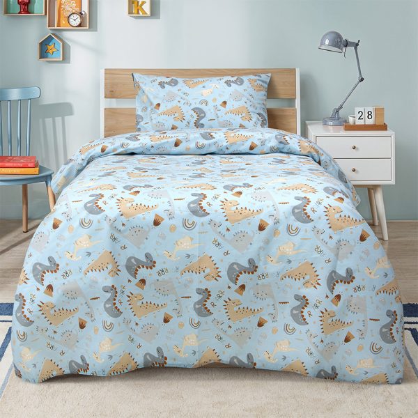 LINO Σετ Παιδική Παπλωματοθήκη (160x240) Jurrasic Nap Πετρόλ