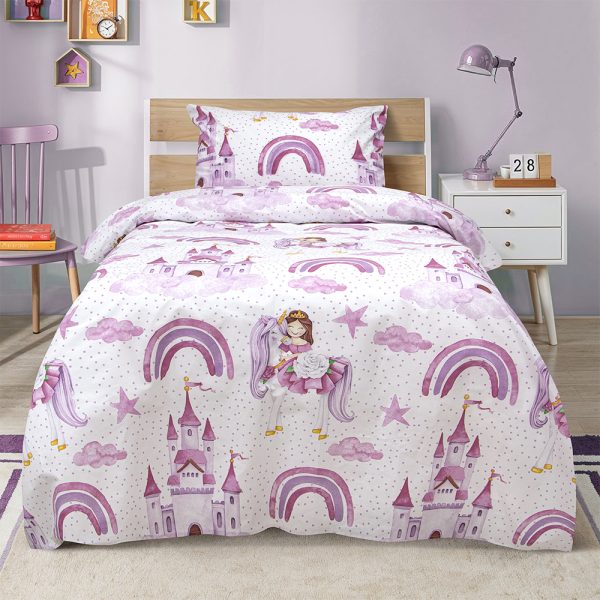 LINO Σετ Παιδική Παπλωματοθήκη (160x240) Dreamy Castleland Λευκό