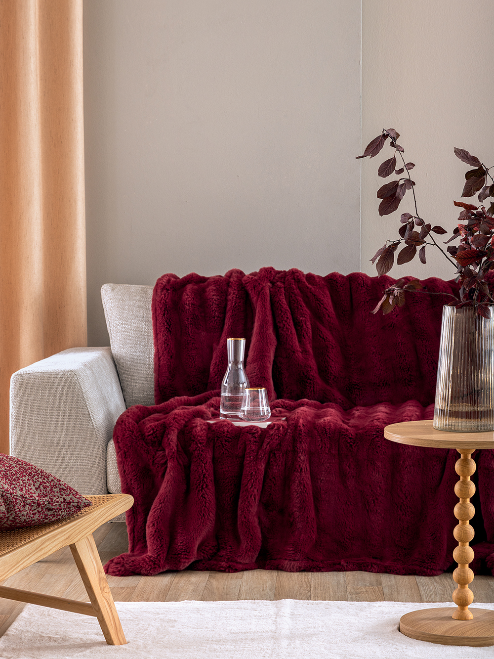 5205857298593_3 Γούνα Ημίδιπλη 160x220 Heather BORDO Μπορντώ Palamaiki - Image 1