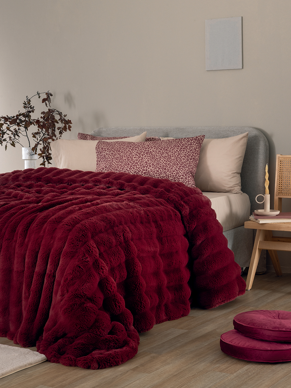 5205857298616_2 Γούνα Υπέρδιπλη 220x240 Heather BORDO Μπορντώ Palamaiki - Image 1