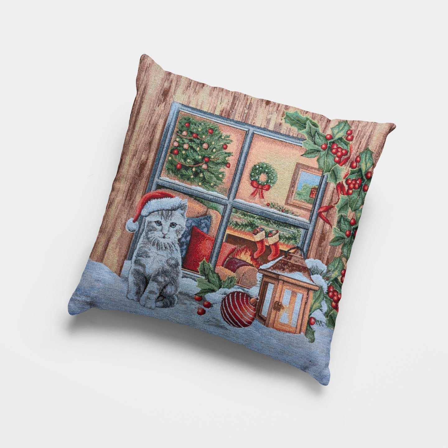Cat-window Χριστουγεννιάτικη Μαξιλαροθήκη 45Χ45 Cotone | Cat window - Image 1