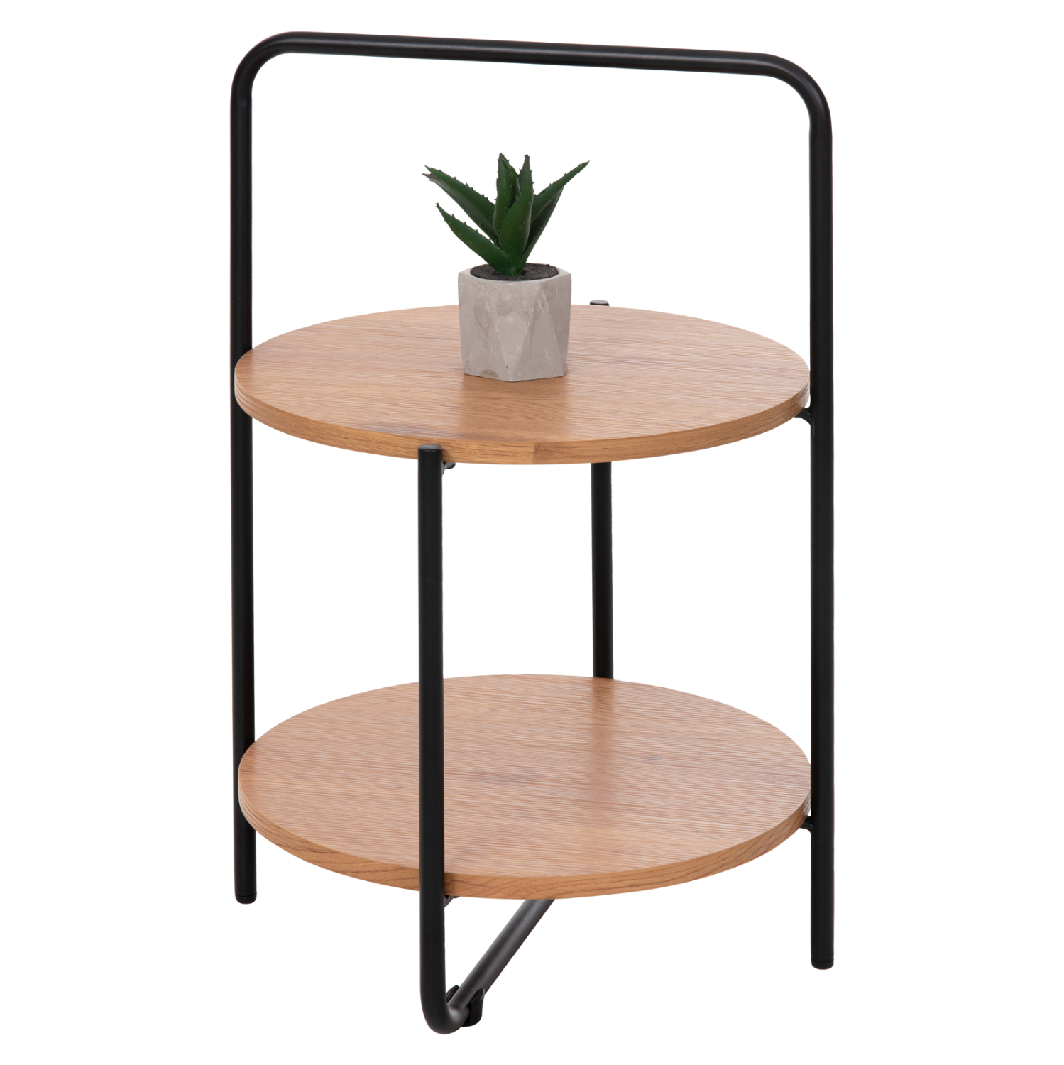 boithitiko-trapezi-fb9961801-mdf-se-fysi ΒΟΗΘΗΤΙΚΟ ΤΡΑΠΕΖΙ SYLO HM9618.01 MDF ΣΕ ΦΥΣΙΚΟ-ΜΑΥΡΟ ΜΕΤΑΛΛΟ Φ44x66Υεκ. - Image 1