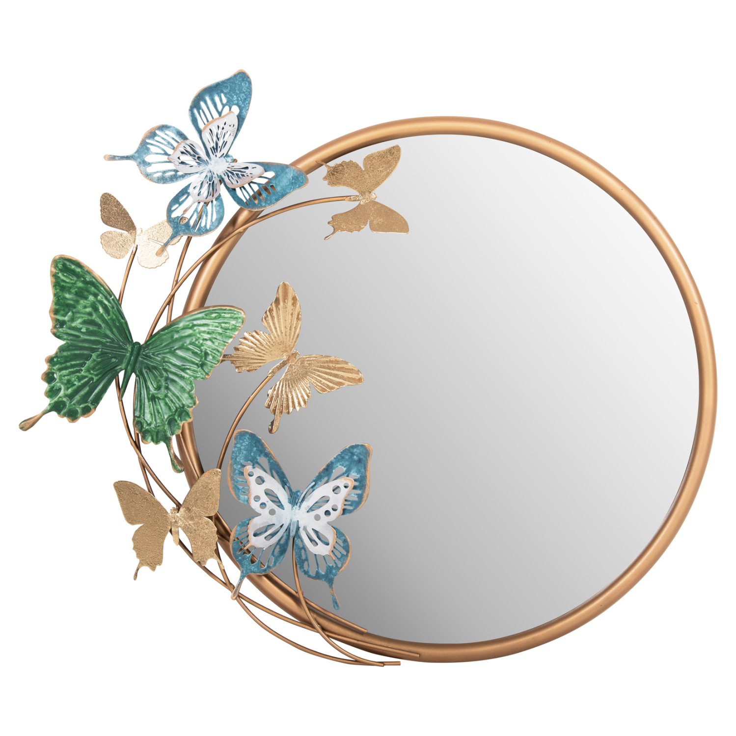 kathreptis-toichoy-stroggylos-fb94213-me ΚΑΘΡΕΠΤΗΣ ΤΟΙΧΟΥ ΣΤΡΟΓΓΥΛΟΣ ΗΜ4213 ΜΕΤΑΛΛΟ ΣΕ ΧΡΥΣΟ-ΠΡΑΣΙΝΟ-ΜΠΛΕ 62x6,5x56Yεκ. - Image 1