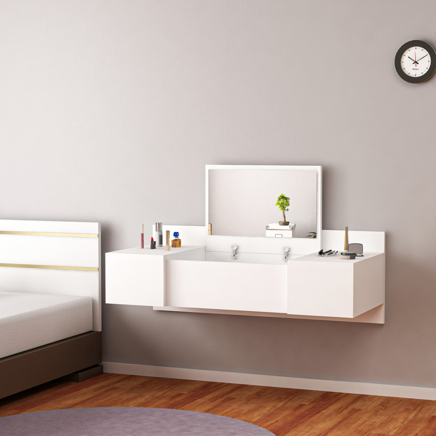 kremasti-toyaleta-me-kathrepti-fb9896011 ΚΡΕΜΑΣΤΗ ΤΟΥΑΛΕΤΑ ΜΕ ΚΑΘΡΕΠΤΗ LINDE HM8960.11 ΛΕΥΚΗ ΜΕΛΑΜΙΝΗ 100x39x33Y εκ. - Image 1