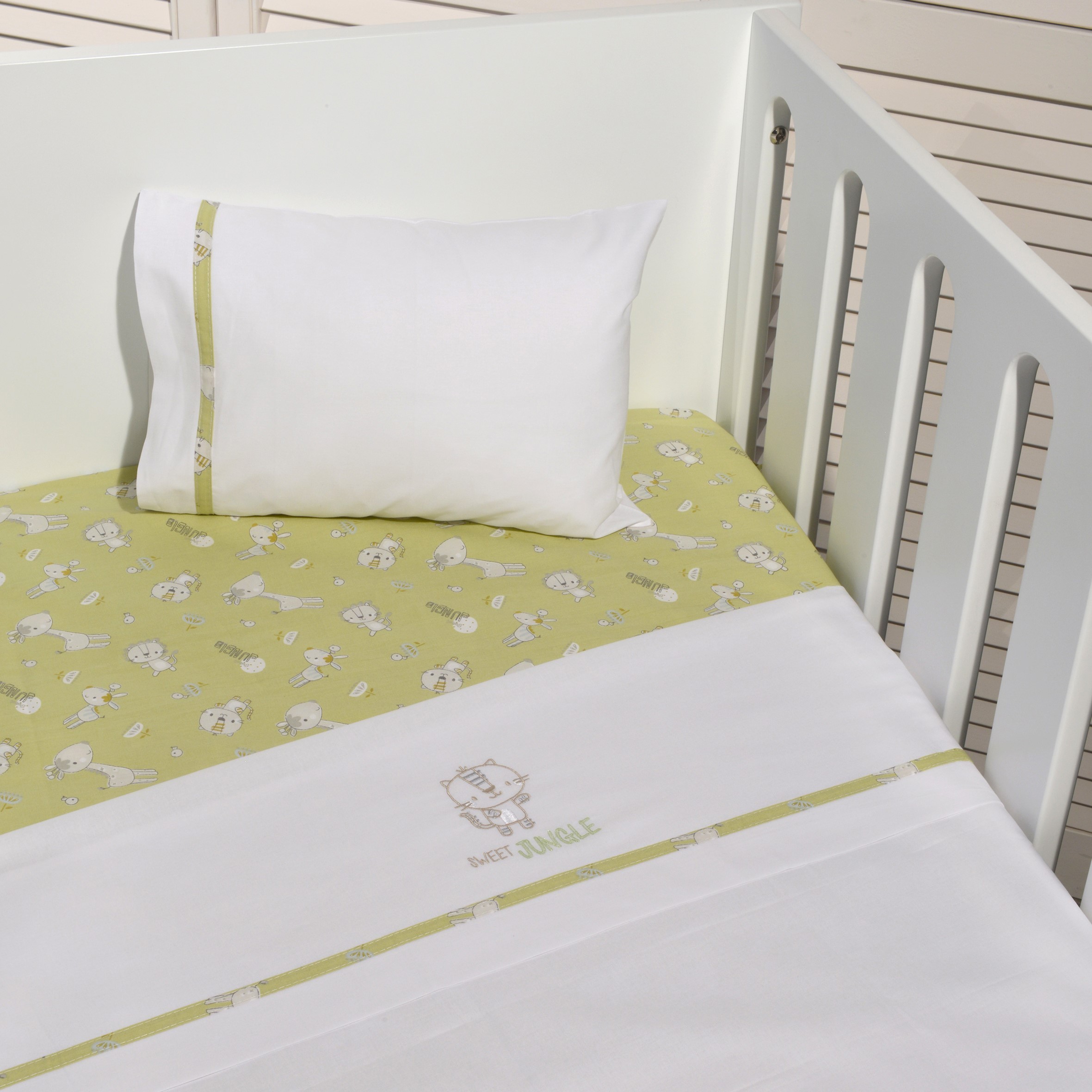 oliver-baby-des180-3-110x160-30x40-1 Oliver Baby Des.180 Σεντόνια Κούνιας Χακί Τιγράκι Σετ 3 τεμ με κέντημα 110x160 & 30x40 - Image 1