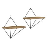 ΣΕΤ ΡΑΦΙΑ ΤΟΙΧΟΥ ZANNARD HM8929.11 ΜΕΤΑΛΛΟ ΜΑΥΡΟ-ΜΕΛΑΜΙΝΗ ΦΥΣΙΚΟ 30x14x30Υ εκ. - Image 6