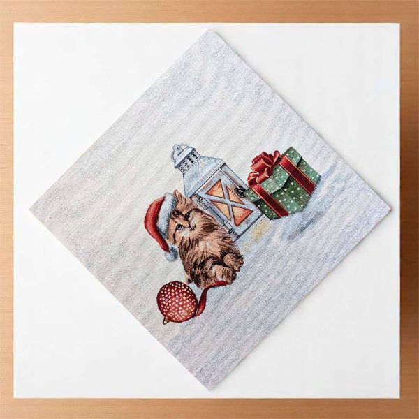 xριστουγεννιάτικο Πετσετάκι 44x44 Cotone | Cat Candle