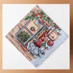 xριστουγεννιάτικο Πετσετάκι 44x44 Cotone | Cat Window