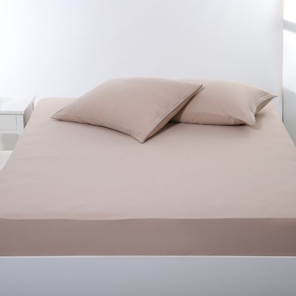 Σεντόνι με λάστιχο jersey (160cm x 200cm + 35cm) dark beige SilkFashion