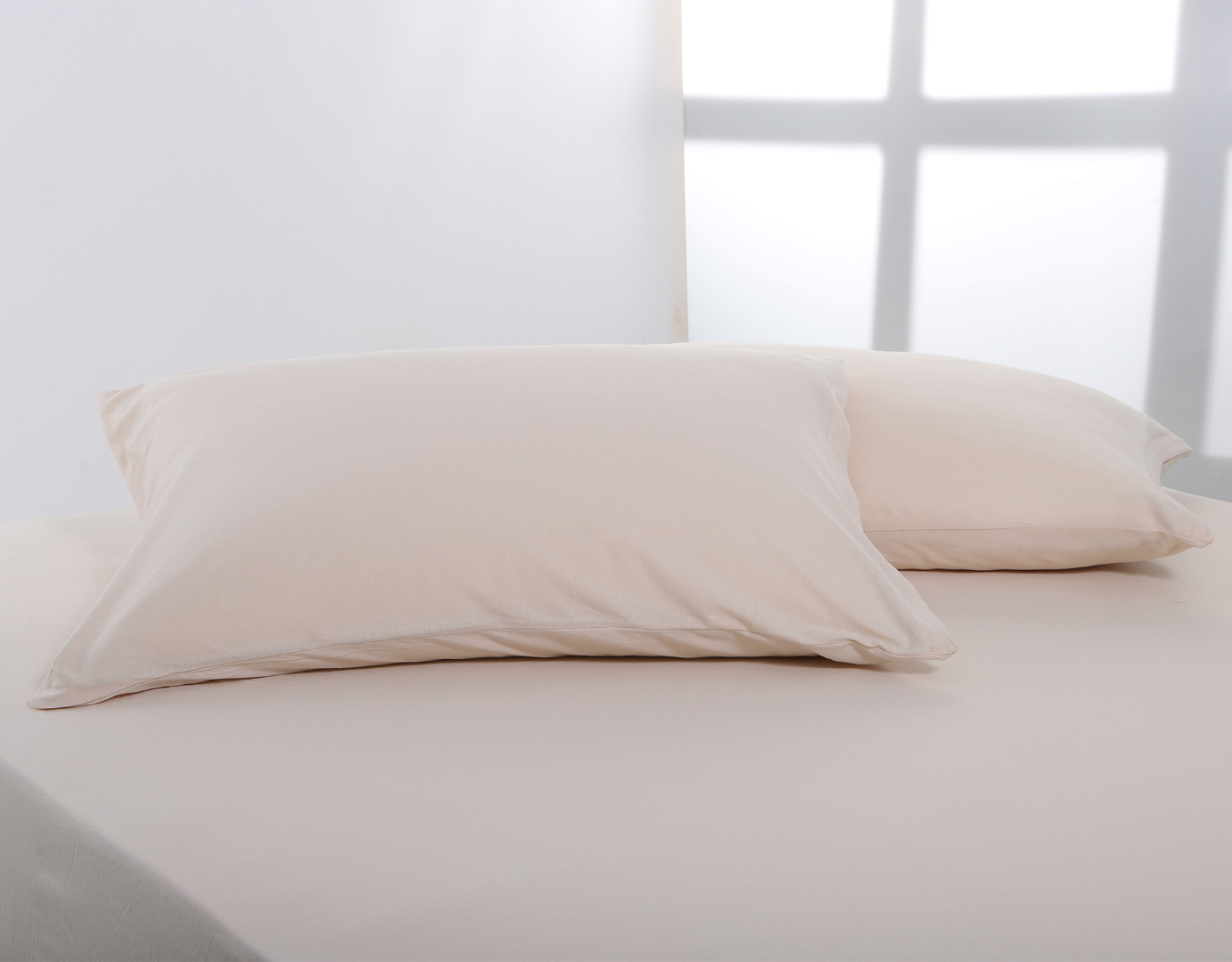 IMG_9583 Ζευγάρι μαξιλαροθήκες jersey (50cm x 70cm) light beige SilkFashion - Image 1