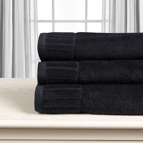 Βαμβακερή πετσέτα ΜΕΛΩΔΙΑ 600gsm (75cm x 150cm) black SilkFashion