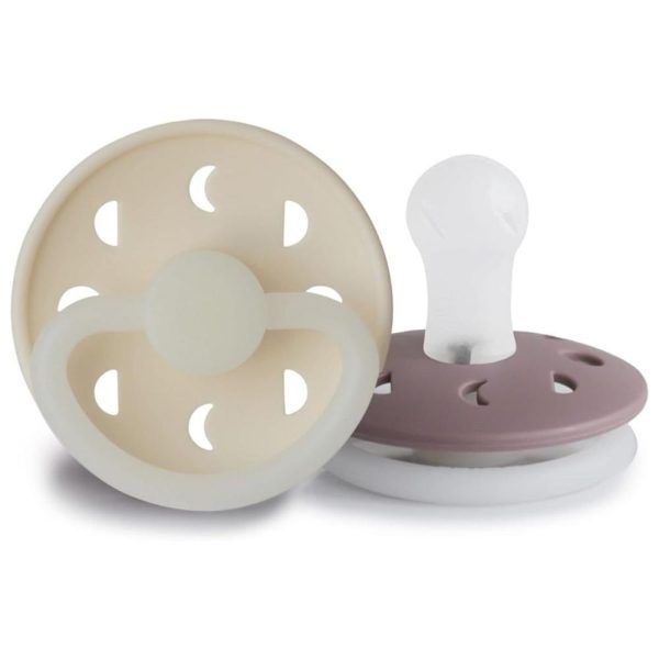 Σετ 2 Πιπίλες Σιλικόνης Νυκτός FRIGG Moon Phase Cream/Twilight Mauve 0-6 Μηνών