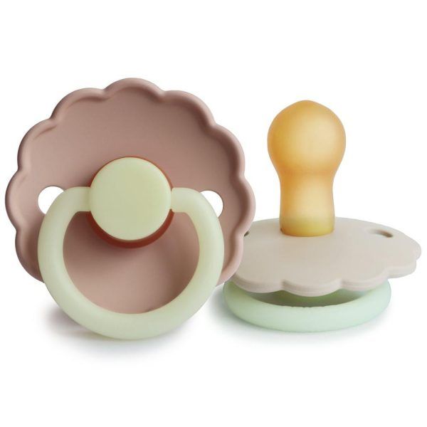 Σετ 2 Πιπίλες Latex Νυκτός FRIGG Daisy Blush/Cream 0-6 Μηνών
