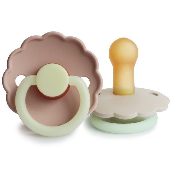 Σετ 2 Πιπίλες Latex Νυκτός FRIGG Daisy Blush/Cream 6-18 Μηνών