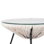 ΤΡΑΠΕΖΙ ΒΟΗΘΗΤΙΚΟ ALLEGRA HM5874.12 ΜΕΤΑΛΛΟ ΜΑΥΡΟ-ΣΥΝΘ. RATTAN ΛΕΥΚΟ Φ47x45Yεκ. - Image 5