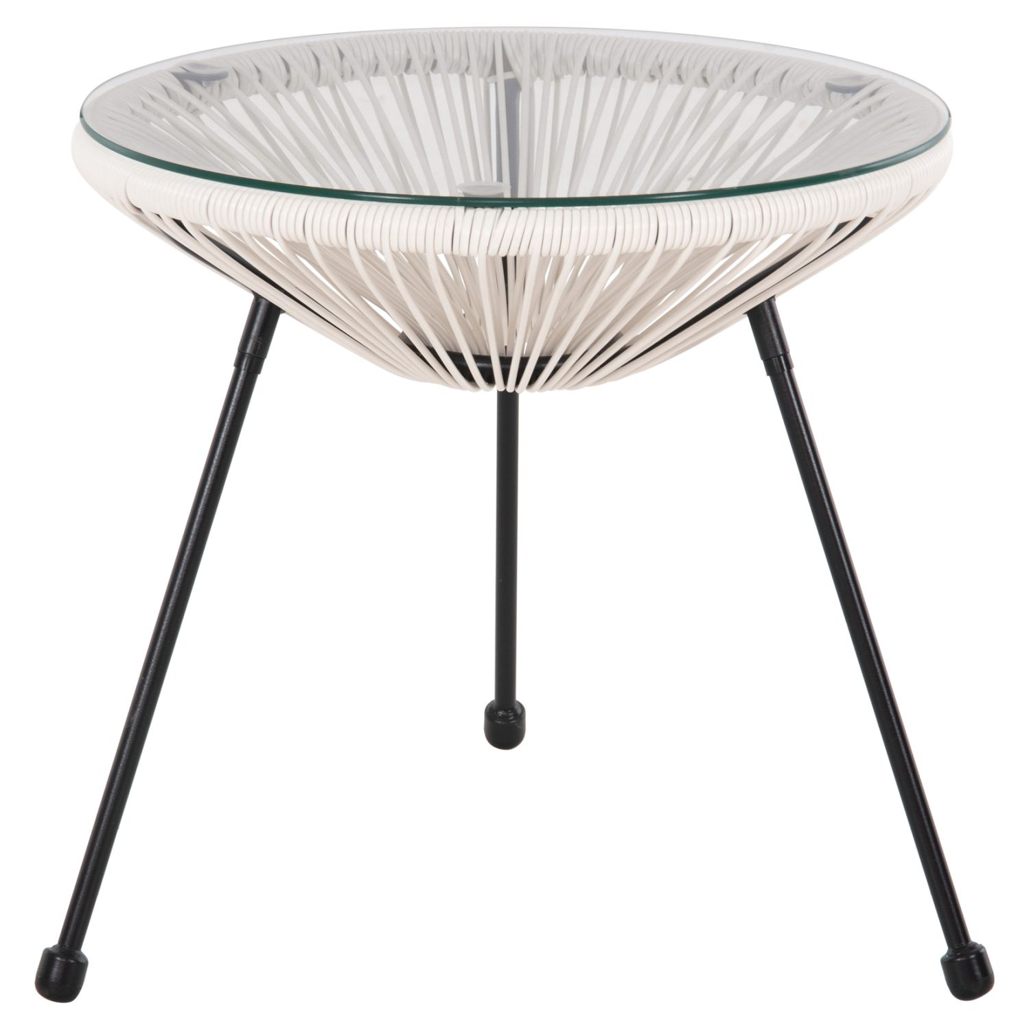 trapezi-boithitiko-fb9587412-metallo-may ΤΡΑΠΕΖΙ ΒΟΗΘΗΤΙΚΟ ALLEGRA HM5874.12 ΜΕΤΑΛΛΟ ΜΑΥΡΟ-ΣΥΝΘ. RATTAN ΛΕΥΚΟ Φ47x45Yεκ. - Image 1