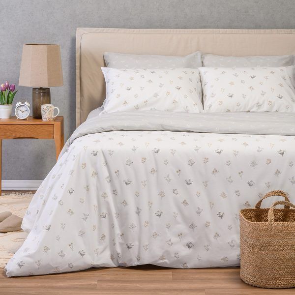 ΣΕΤ ΣΕΝΤΟΝΙΑ ΔΙΠΛΑ (Λ) SPRING LIGHT GREY ULTRA LINE (150Χ200+32) MELINEN