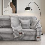 Beauty Home Γούνινο ριχτάρι Μονοθέσιο Stripe Art 8727 180x160 Γκρι
