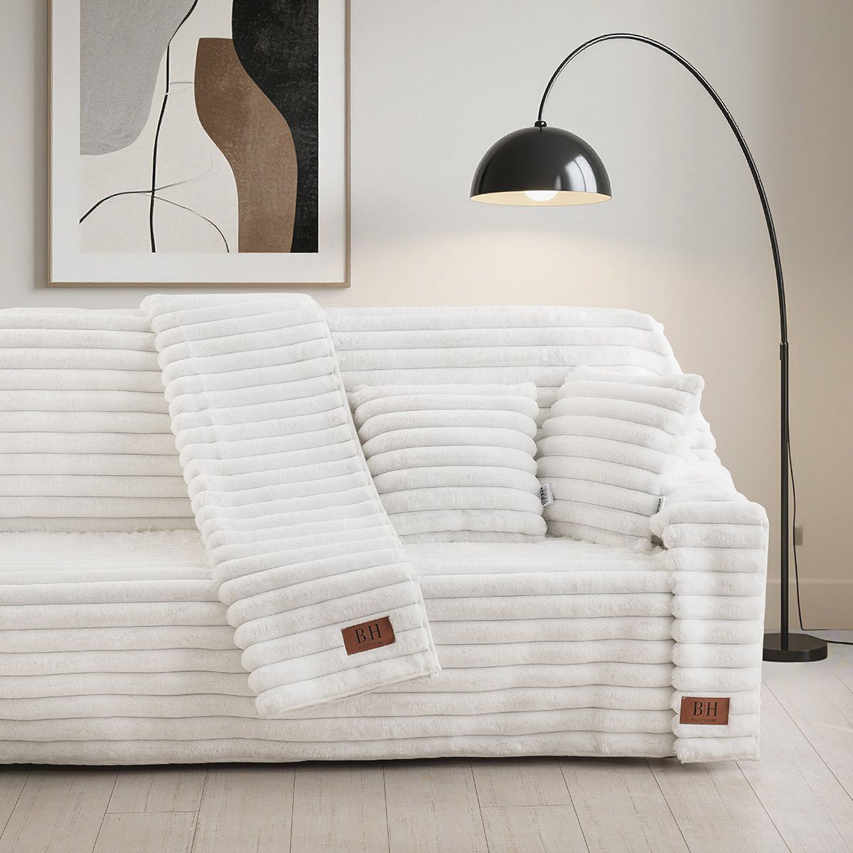 8728 Beauty Home Γούνινη Μαξιλαροθήκη διακοσμητική Stripe Art 8728 40x40 Λευκό - Image 1
