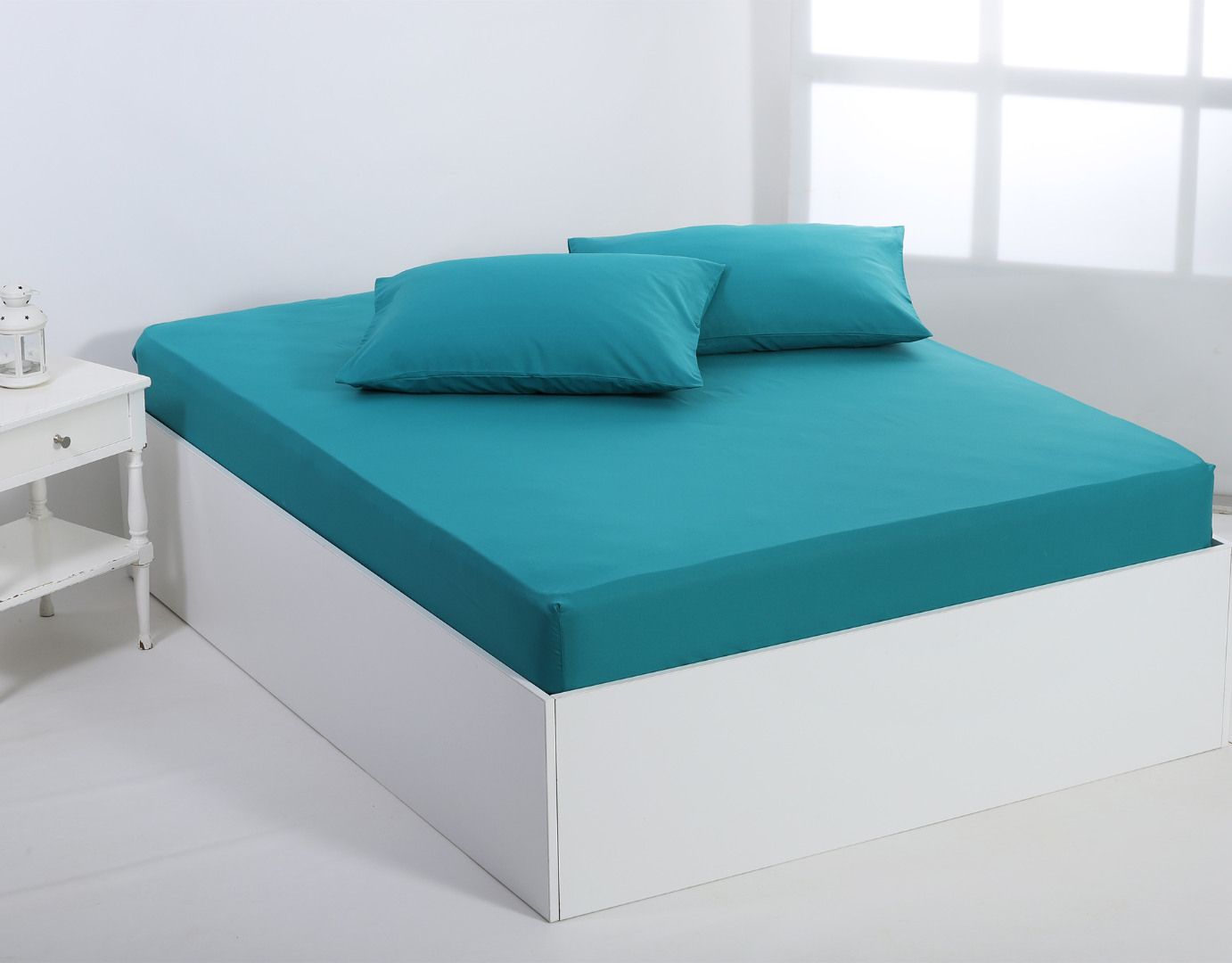IMG_4052 Βαμβακερό σεντόνι essentials (165cm x 267cm) teal blue SilkFashion - Image 1