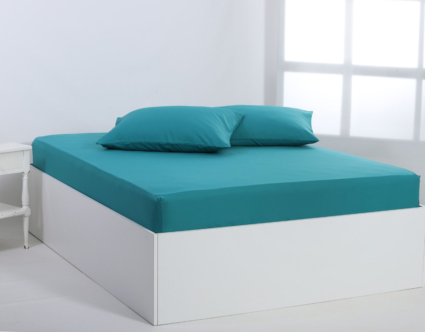 IMG_4053-1 Βαμβακερό σεντόνι essentials (125cm x 200cm + 35cm) teal blue SilkFashion - Image 1