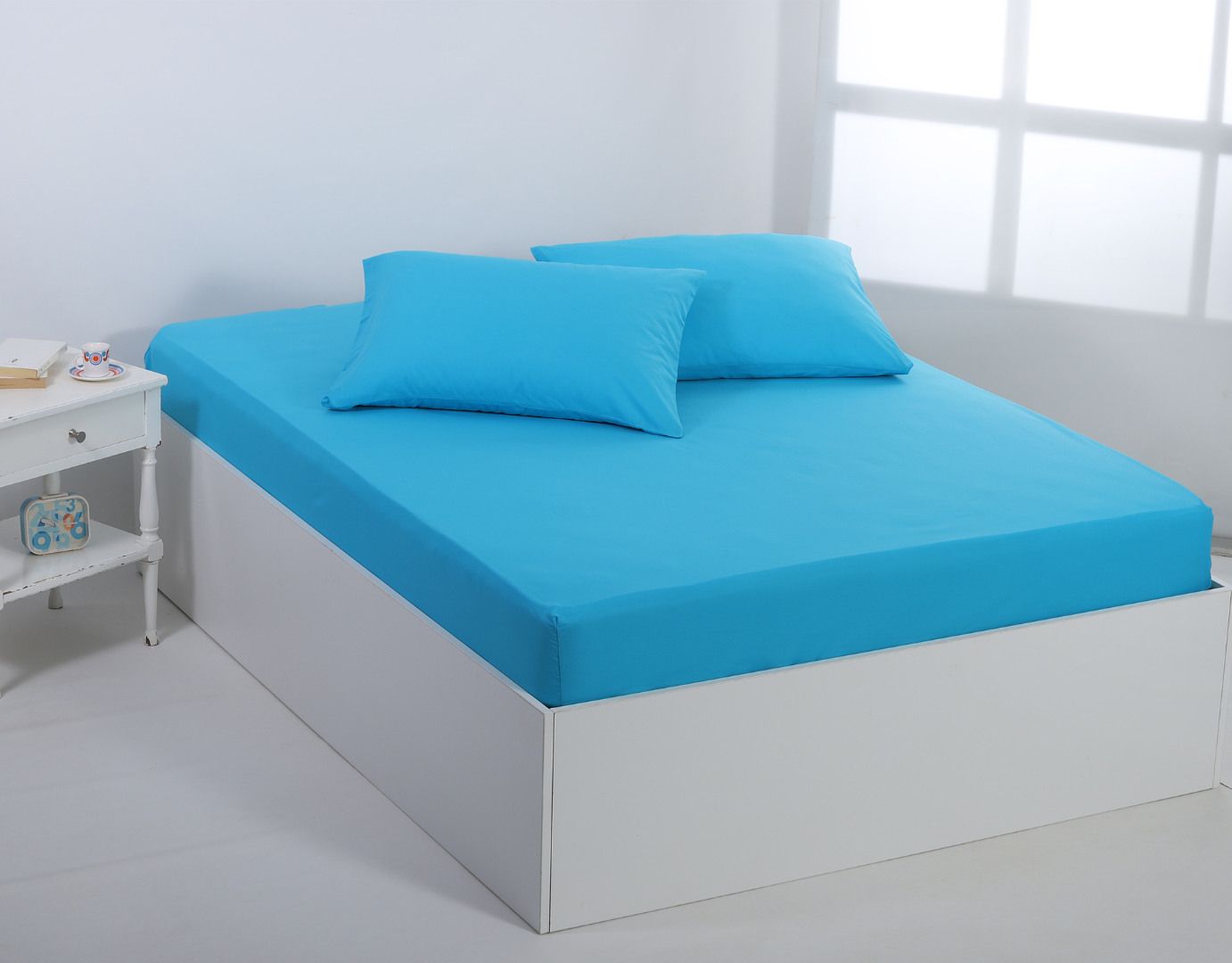IMG_4072 Βαμβακερό σεντόνι essentials (125cm x 200cm + 35cm) river blue SilkFashion - Image 1